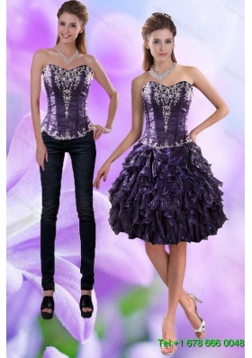 Pretty Sweetheart Dark Purple 2015 Detachable Prom Skirts with Appliques and Ruffles