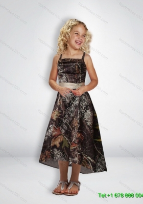 Elegant A Line Straps Tea Length Little Girl Pageant Dresses with Beading