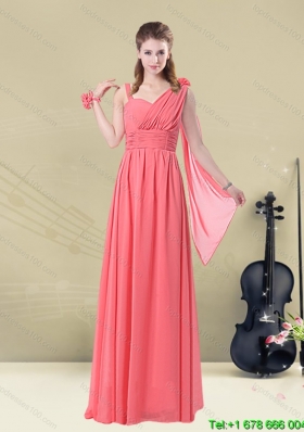 Elegant Asymmetrical Column Ruched Dama Dress