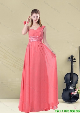 New Arrival Floor Length Belt One Shoulder Dama Dress Fitted