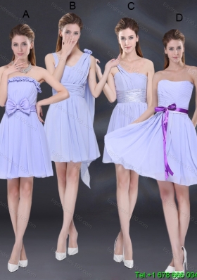 2015 Summer Elegant Chiffon Lace Up Dama Dress in Lavender