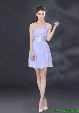 2015 Summer Luxurious Ruching and Belt Chiffon Dama Dress in Lavender