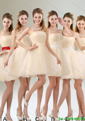 2015 Summer Perfect A Line Organza Dama Dress with Mini Length