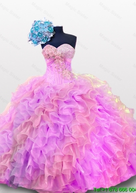 2015 Sweetheart Sequins and Ruffles Quinceanera Gowns in Organza