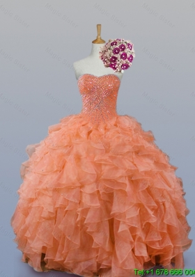 Pretty Sweetheart Beaded Quinceanera Gowns in Organza for 2015