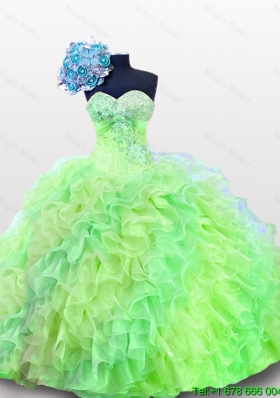 2015 Comfortable Quinceanera Dresses with Sequins and Ruffles