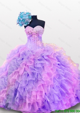 2015 Luxurious Quinceanera Dresses with Sequins and Ruffles