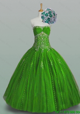 Elegant 2015 Strapless Quinceanera Dresses with Beading and Appliques
