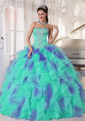 2016 Elegant Multi Color Strapless Floor Length Appliques Quinceanera Dresses with Beading
