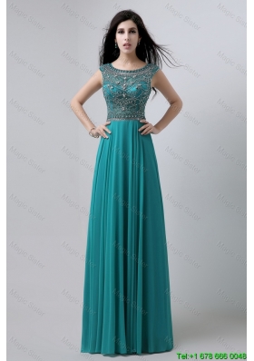 Sexy Bateau Floor Length Prom Dresses with Beading