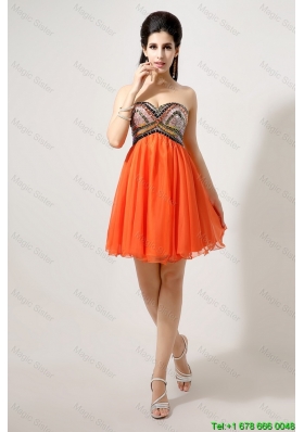 Elegant Beaded and Sequined Prom Dresses in Orange