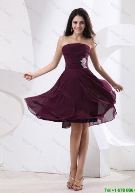 Elegant Strapless Brown Short Prom Dress with Appliques