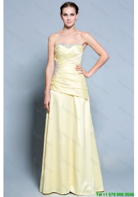 Wonderful Column Sweetheart Prom Dresses with Beading in Light Yellow