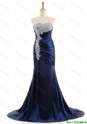 Clearence Made Mermaid Royal Blue Prom Dresses with Brush Train