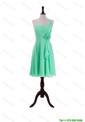 Clearence Apple Green Prom Dresses with Hand Made Flower and Ruffles