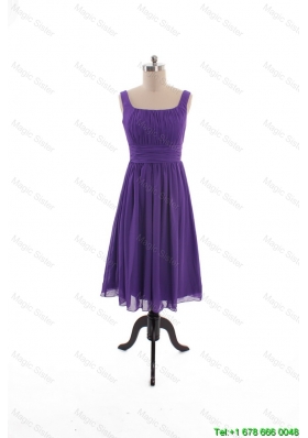 Clearence Square Short Prom Dresses with Belt in Purple