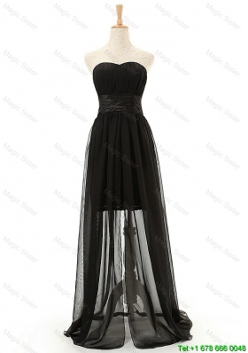 Designer New Sweetheart Belt Long Prom Dresses in Black
