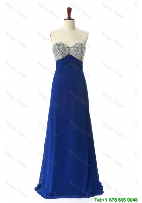 Perfect Designer 2016 Beading Sweep Train Prom Dresses in Royal Blue