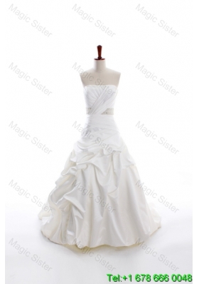 2016 Custom Made A Line Strapless Wedding Dresses with Beading