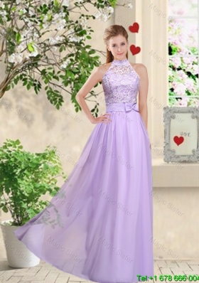 Luxurious Halter Top 2016 Bridesmaid Dresses with Bowknot