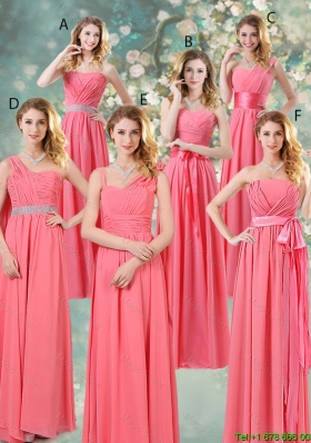 Fashionable Ruched Bridesmaid Dresses in Watermelon Red