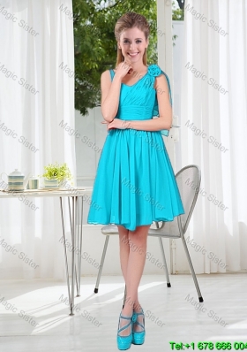 Short Straps Custom Made Prom Dress in Aqua Blue