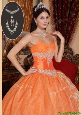 Plus Size Orange Red Quinceanera Gowns with Beading and Appliques