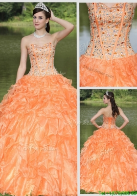 2016 Puffy Beading and Ruffles Layered Quinceanera Gowns