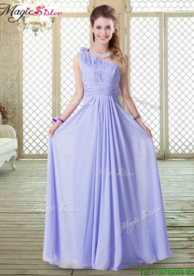 2016 Lovely Empire One Shoulder Bridesmaid Dresses in Lavender