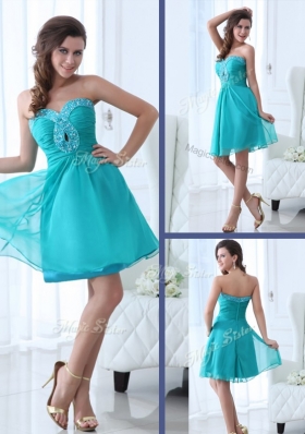 2016 Pretty Short Sweetheart Beading Prom Dress in Turquoise