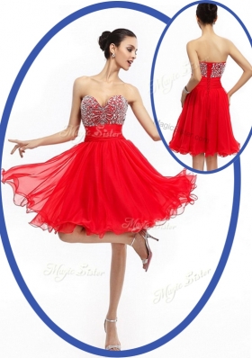 Perfect Sweetheart Red Short Dama  Dresses with Beading