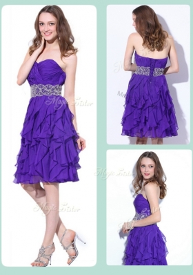 Fashionable Sweetheart Knee Length Dama Dresses with Ruffles