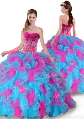 Pretty Sweetheart Beading and Ruffles 2016 Quinceanera Dresses
