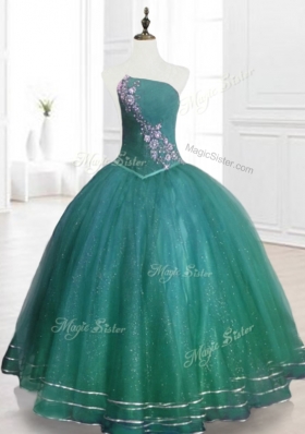 Classical Strapless  In Stock Quinceanera Dresses in Dark Green