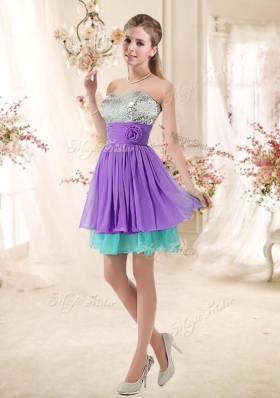 2016 Low Price Sweetheart Short Bridesmaid Dresses with Sequins and Belt