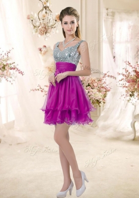 2016 Hot Sale Straps Short Prom Dresses with Sequins