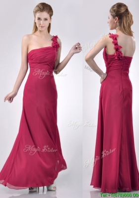 2016 Hot Sale One Shoulder Red Dama Dress with Appliques and Ruching