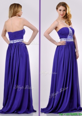 Empire Strapless Beaded Purple Long Christmas Party Dress for Evening