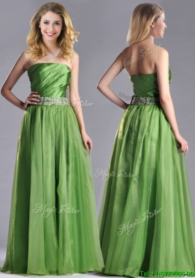 Exclusive Strapless Beaded Decorated Waist Christmas Party Dress with Side Zipper