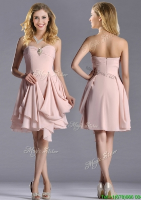 Exclusive Sweetheart Chiffon Beaded Christmas Party Dress in Light Pink
