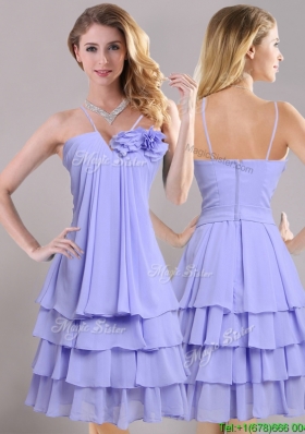 Popular Ruffled Layers and Handcrafted Flower Bridesmaid Dress in Lavender