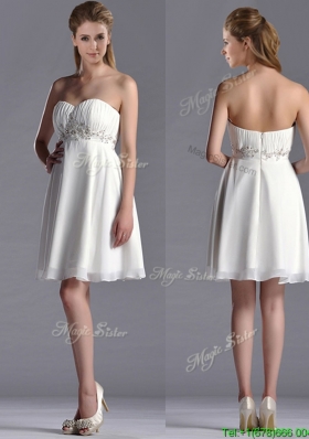 Beautiful Beaded Decorated Waist Chiffon Dama Dress in White