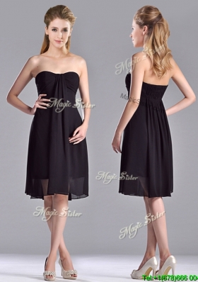 Cheap Empire Knee Length Black Dama Dress in Chiffon
