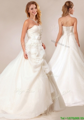 Lovely Princess Bowknot and Ruffled Wedding Dresses with Court Train