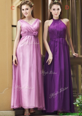 2016 Exclusive Empire Chiffon Ankle Length Prom Dresses  with Ruching