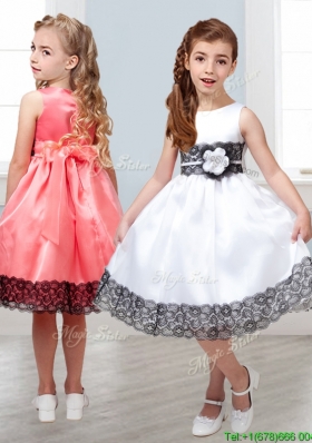 2016 Popular Scoop White Little Girl Pageant Dress with Hand Made Flowers and  Lace