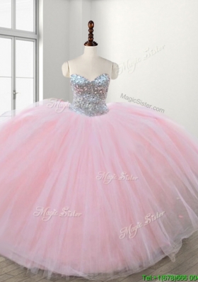 Discount Really Puffy Baby Pink Sweet 16 Dress with Beading