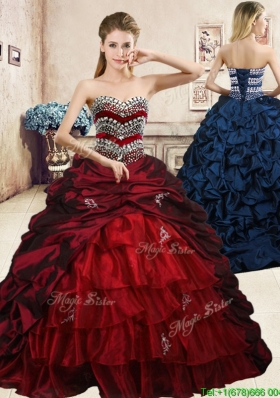 Latest Beaded and Pick Ups Quinceanera Dress with Brush Train