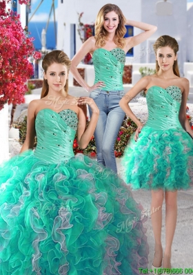 Perfect Beaded and Ruffled Detachable Quinceanera Dresses with Really Puffy