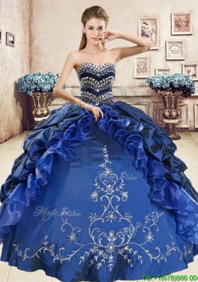 Luxurious Royal Blue Sweet 16 Dress with Beading and Embriodery